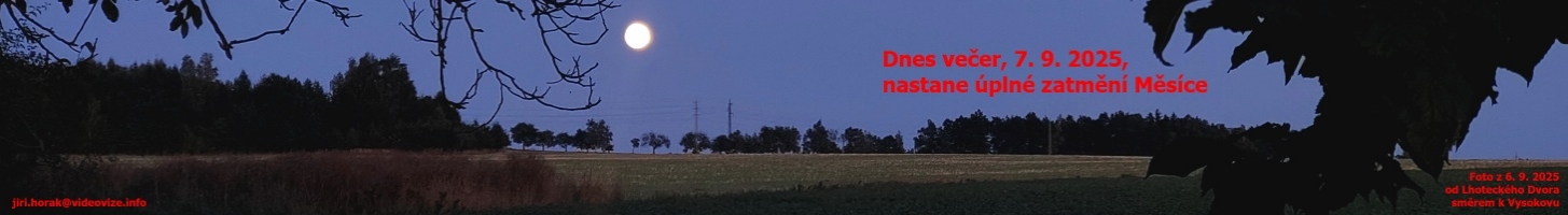Měsíc nad Vysokovem den před zatměním focený od Lhoteckého Dvora Měsíc nad Vysokovem den před zatměním focený od Lhoteckého Dvora